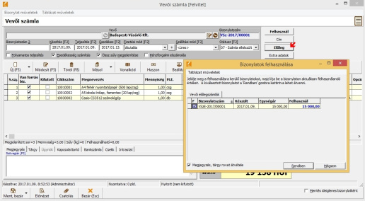 Előleg számla felhasználása